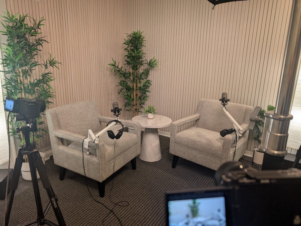 podcast studio setup in the woodlands texas