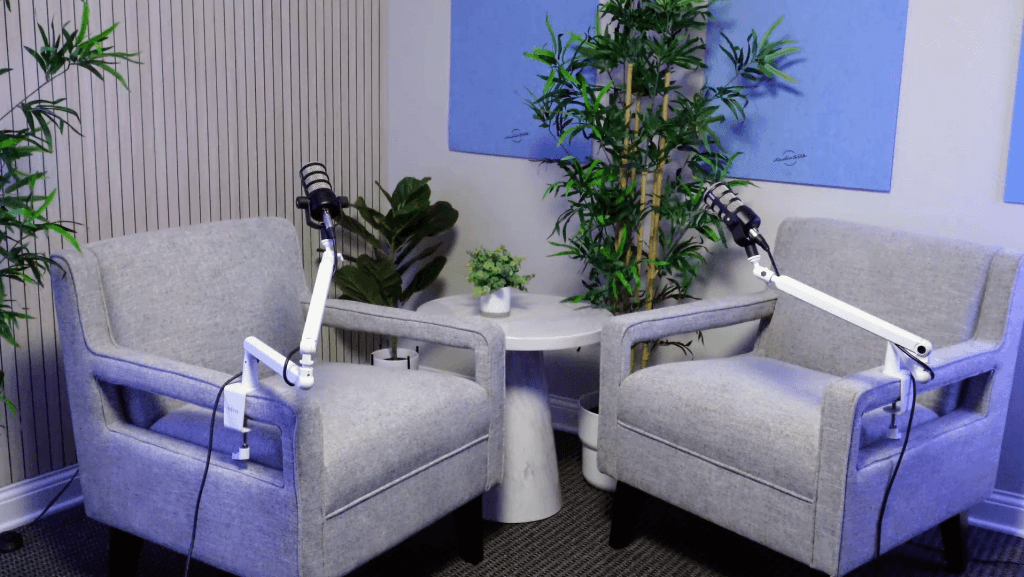 woodlands tx podcast studio with lighting